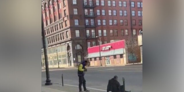 Screengrab from the execution of a homeless man in St. Louis by a man who nonchalantly loaded a handgun and killed him. 