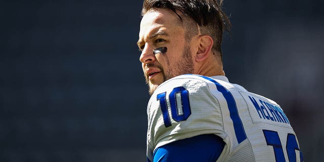 A.J. McCarron #10 of the St Louis Battlehawks looks on before the XFL game against the DC Defenders at Audi Field on March 5, 2023 in Washington, DC.