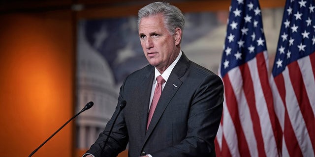 House Minority Leader Kevin McCarthy, R-Calif., talks about House Republicans and the election during a news conference on Capitol Hill in Washington, D.C., on Nov. 12, 2020.