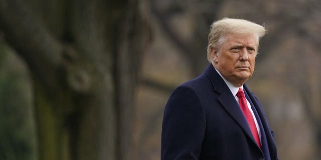 In this Dec. 12, 2020, file photo, President Donald Trump walks on the South Lawn of the White House in Washington before boarding Marine One. (AP Photo/Patrick Semansky, File)