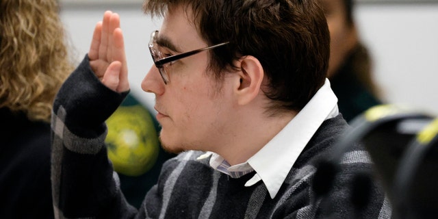 Marjory Stoneman Douglas High School shooter Nikolas Cruz is sworn in during the penalty phase of Cruz's trial at the Broward County Courthouse in Fort Lauderdale on Wednesday, Sept. 14, 2022. 