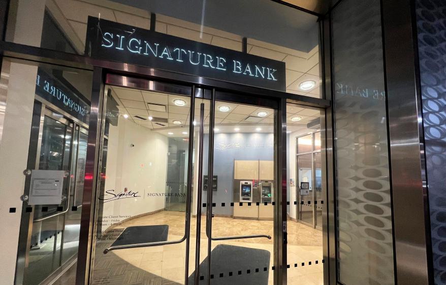 A branch of Signature Bank is photographed, on March 12, 2023, in New York.