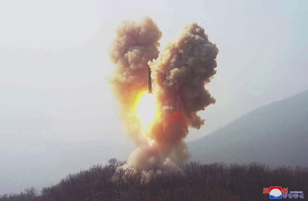 The South Korean and Japanese militaries detected the short-range missile being launched Sunday into waters off the North’s eastern coast. 