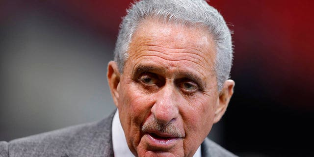 Atlanta Falcons owner Arthur Blank on the field prior to the game against the Arizona Cardinals at Mercedes-Benz Stadium on Jan. 1, 2023 in Atlanta.