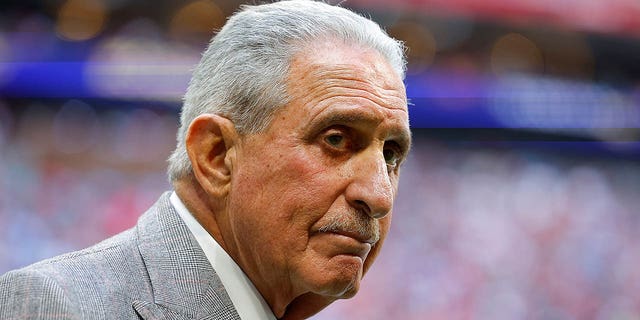 Atlanta Falcons owner Arthur Blank on the field during the fourth quarter in the game against the Los Angles Chargers at Mercedes-Benz Stadium on Nov. 6, 2022 in Atlanta.