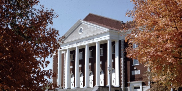 A 1955 view of Hughes Memorial Auditorium at Asbury University, where church services have continued around the clock since Feb. 8.