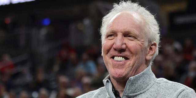 Sportscaster and former NBA player Bill Walton attends a game between the Washington Huskies and USC Trojans during the Pac-12 tournament quarterfinals at T-Mobile Arena March 10, 2022, in Las Vegas.