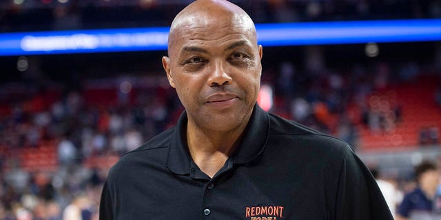 Former basketball player Charles Barkley cheers on the Auburn Tigers at Neville Arena on March 4, 2023 in Auburn, Alabama.