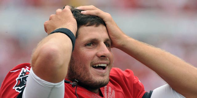 Quarterback Dan Orlovsky, #6 of the Tampa Bay Buccaneers, reacts to a penalty call against the San Francisco 49ers Dec. 15, 2013 at Raymond James Stadium in Tampa, Florida.