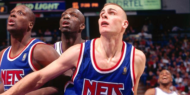 Eric Montross of the New Jersey Nets during the Kings game on March 3, 1997, at Arco Arena in Sacramento, California.