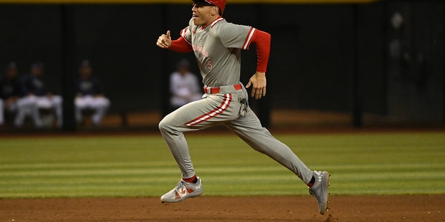 Freddie Freeman of Canada runs the bases against the United States during a World Baseball Classic Pool C game at Chase Field March 13, 2023, in Phoenix, Ariz.