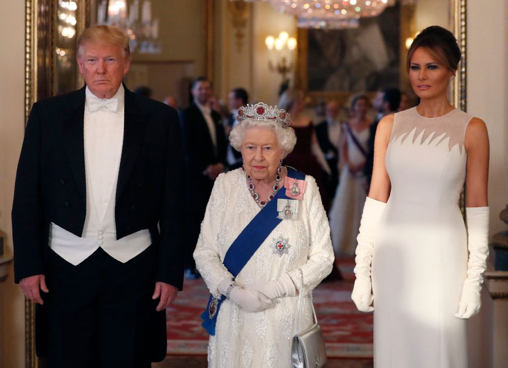 Donald and Melania Trump with Queen Elizabeth at Buckingham Palace on June 3, 2019. 