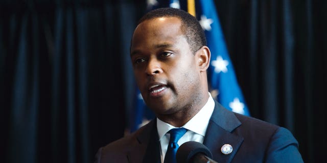 Kentucky Attorney General Daniel Cameron speaks during a press conference to announce a grand jury's decision to indict one of three Louisville Metro Police Department officers involved in the shooting death of Breonna Taylor on September 23, 2020, in Frankfort, Kentucky.