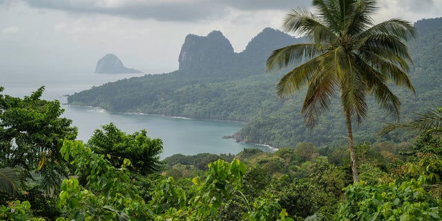 Panoramic view of the coastal mountains full of vegetation of the Obo National Park on Sao Tome Island Feb. 21, 2022. The Gulf of Guinea is the most dangerous spot in the world for piracy.