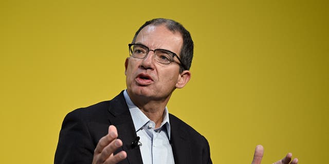 Moderna CEO Stephane Bancel speaks during a session of the World Economic Forum annual meeting in Switzerland on Jan. 18.