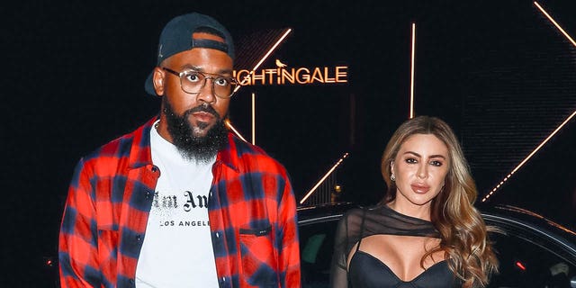 Marcus Jordan and Larsa Pippen are seen on February 13, 2023 in Los Angeles, California.  