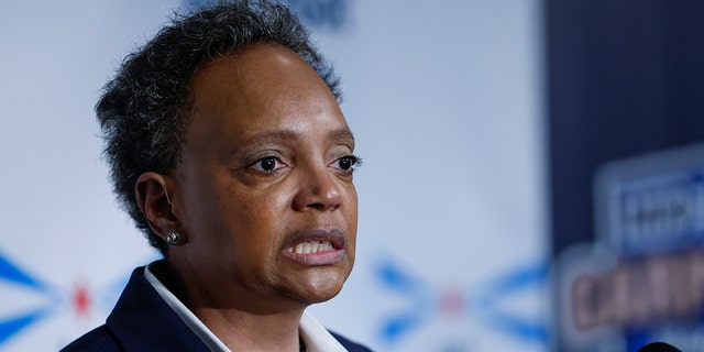 Chicago Mayor Lori Lightfoot speaks during election night rally