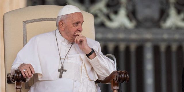 Pope Francis leads his traditional Wednesday General Audience at St. Peter's Square in Vatican City, March 8, 2023. 