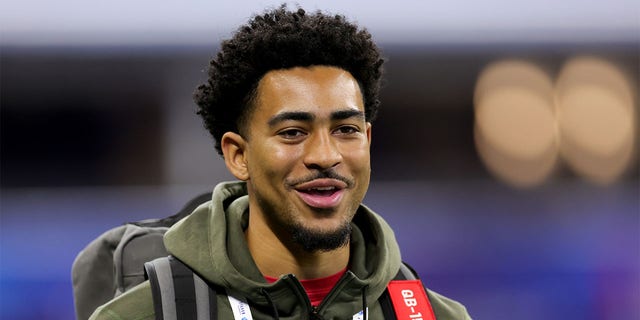 Quarterback Bryce Young of Alabama during the NFL Combine at Lucas Oil Stadium March 4, 2023, in Indianapolis. 