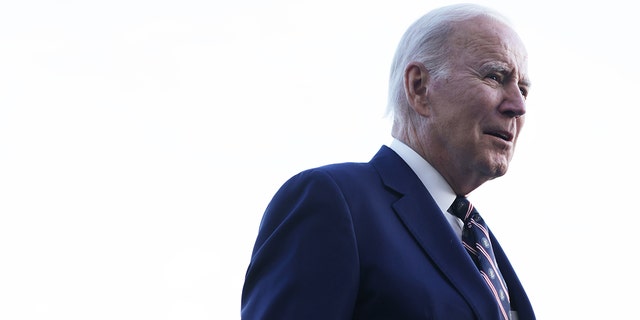 U.S. President Joe Biden speaks to members of the press after he arrived at the White House on March 9, 2023 in Washington, DC. 