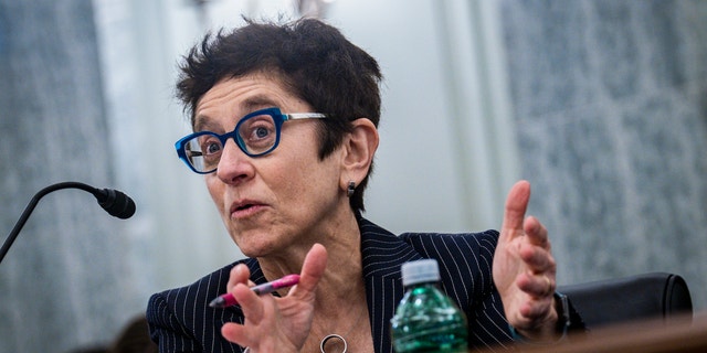 Gigi Sohn testifies during a Senate confirmation hearing examining her nomination to serve on the Federal Communications Commission on Feb. 9, 2022.