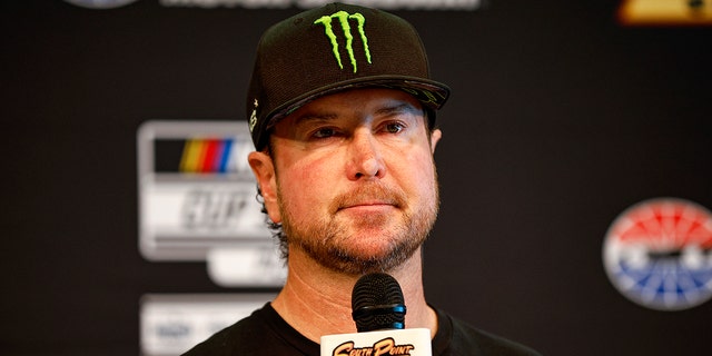 NASCAR driver Kurt Busch speaks to the media during a press conference prior to practice for the NASCAR Cup Series South Point 400  at Las Vegas Motor Speedway on October 15, 2022 in Las Vegas, Nevada.