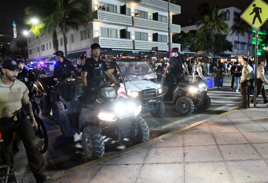 Police on ATVs patrolling Miami. 