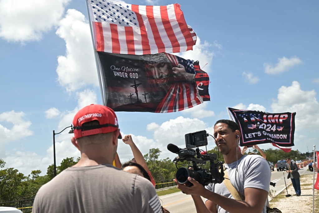 Trump supporters are out protesting the indictment of the former President Donald Trump on March 30, 2023.