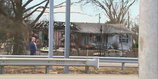 A Frederick, Maryland home near the scene of a fiery tanker truck crash and explosion appears to have been burned, Saturday, March 4, 2023.