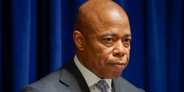 Mayor Eric Adams takes questions after a news conference on Feb.14, 2023, in Bronx, New York. 