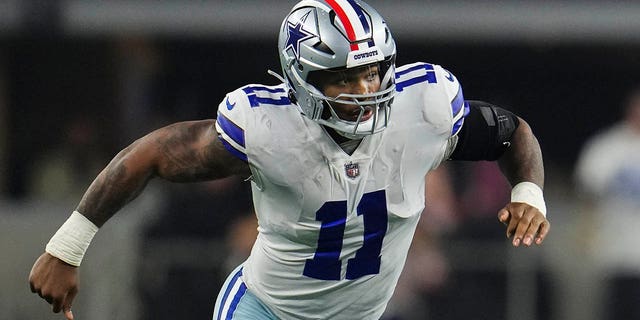 Micah Parsons of the Dallas Cowboys defends against the Indianapolis Colts at AT&amp;T Stadium on Dec. 4, 2022, in Arlington, Texas.