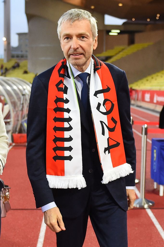 Dmitry Rybolovlev looks on prior to the start of the French Ligue 1 football match between AS Monaco and Brest at the Louis II stadium in Monaco.