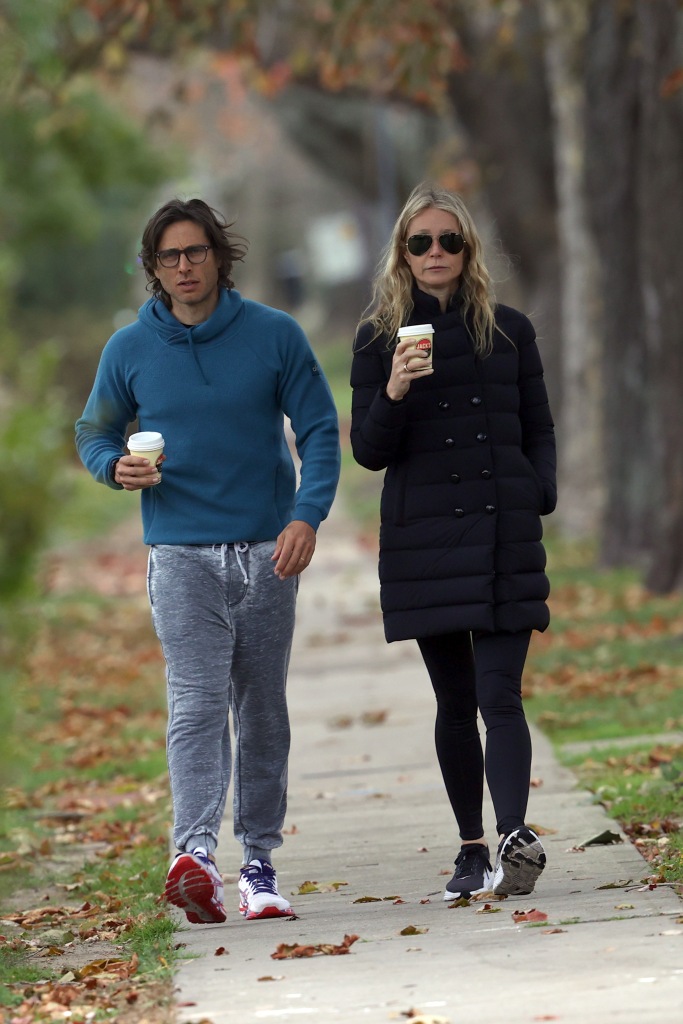 Gwyneth Paltrow and Brad Falchuck walking.