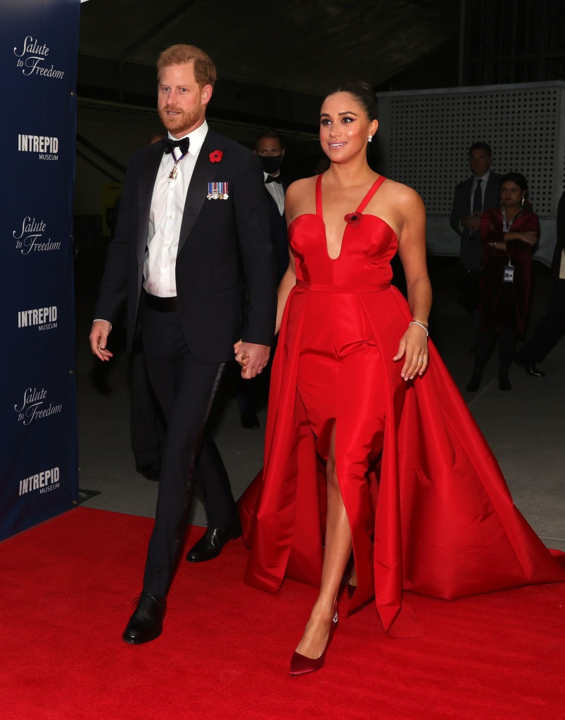 Harry and Meghan arrive at a New York event in November 2021.