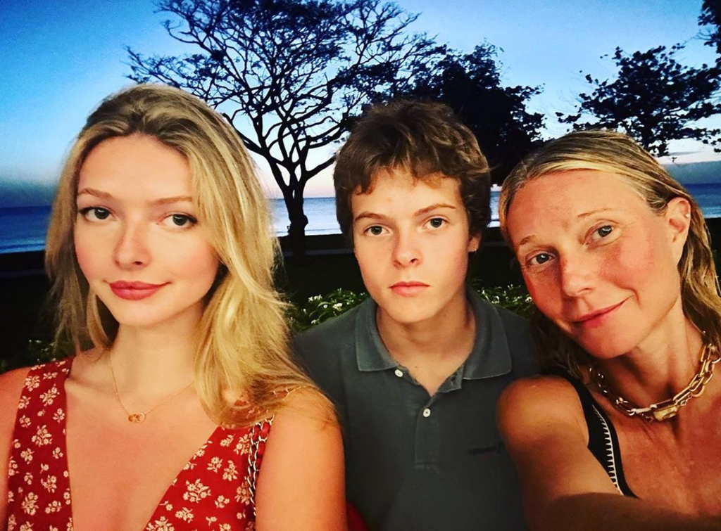 Apple Martin (left), Moses Martin (center), and Gwyneth Paltrow (left).