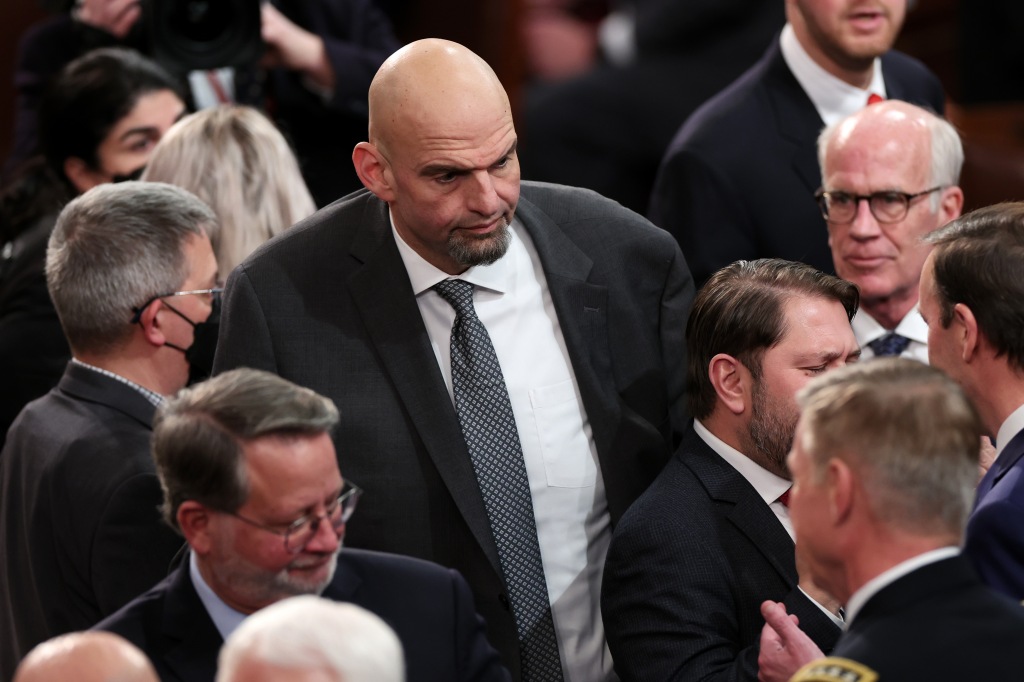 John Fetterman attends President Biden's State of the Union address Feb. 7, 2023. 