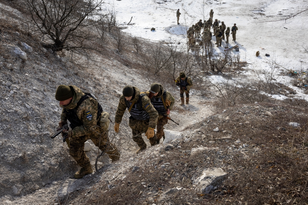 Ukrainian replacement troops go through combat training in the Donbas region of eastern Ukraine. 