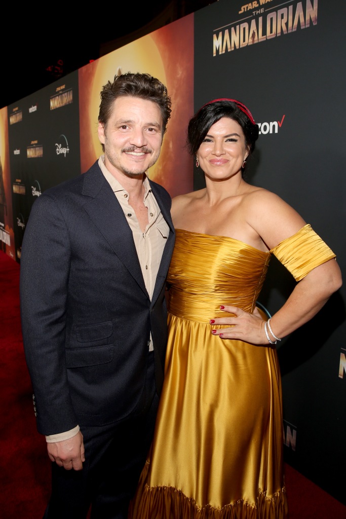 Pedro Pascal and Gina Carano at "The Mandalorian" premiere  in Hollywood on Nov. 13, 2019. 