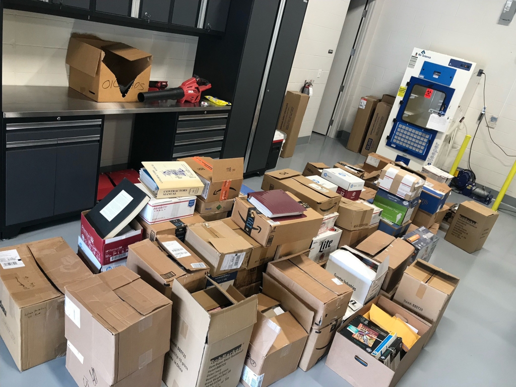 A collection of boxes that police say housed Paul Zittel's collection of child of pornography. 