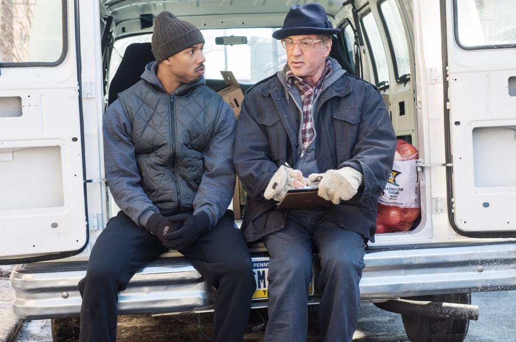 Michael B. Jordan and Sylvester Stallone in "Rocky II."