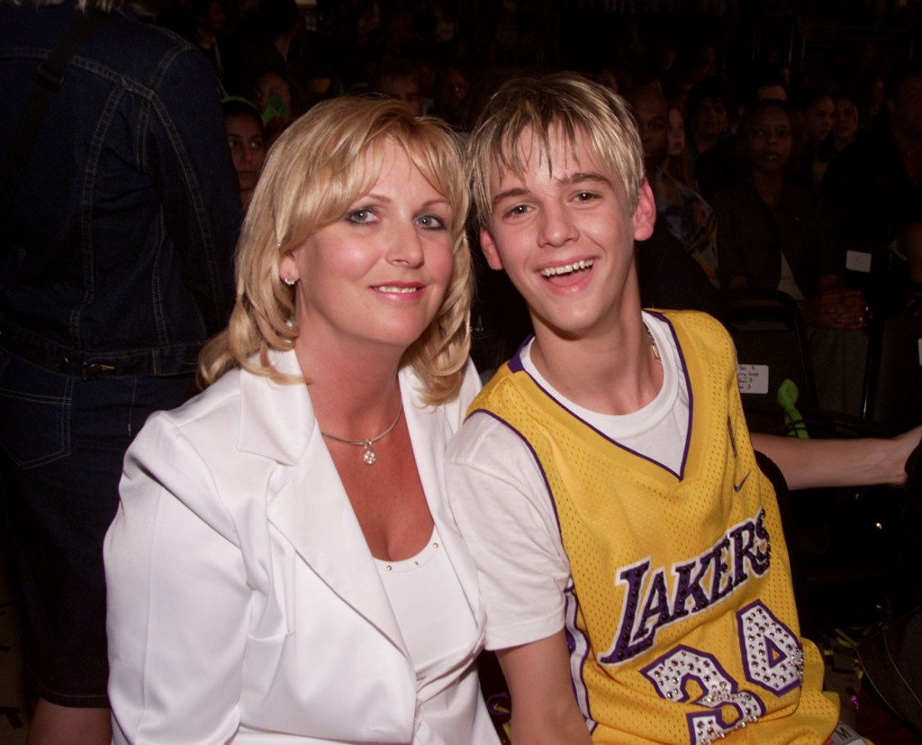 Aaron Carter and his mother.