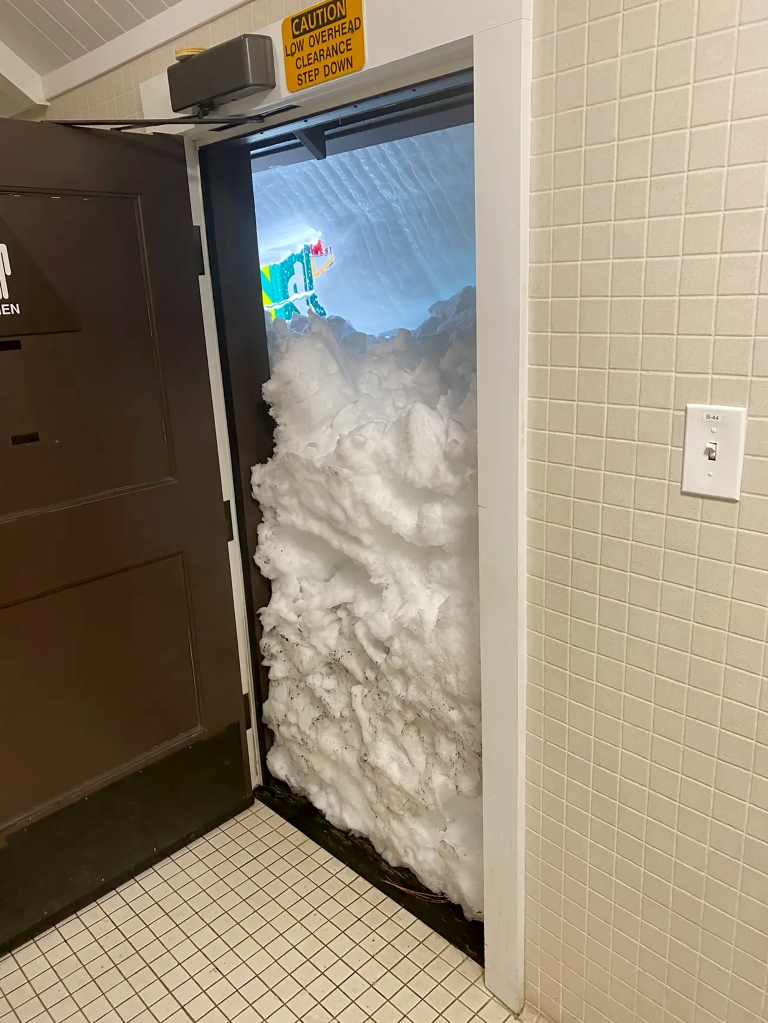 Bathroom blocked by snow at Yosemite