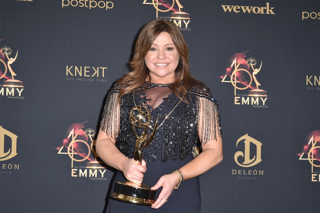 Rachael Ray poses with her award for Outstanding Informative Talk Show Host at the Daytime Emmy Awards on May 5, 2019.