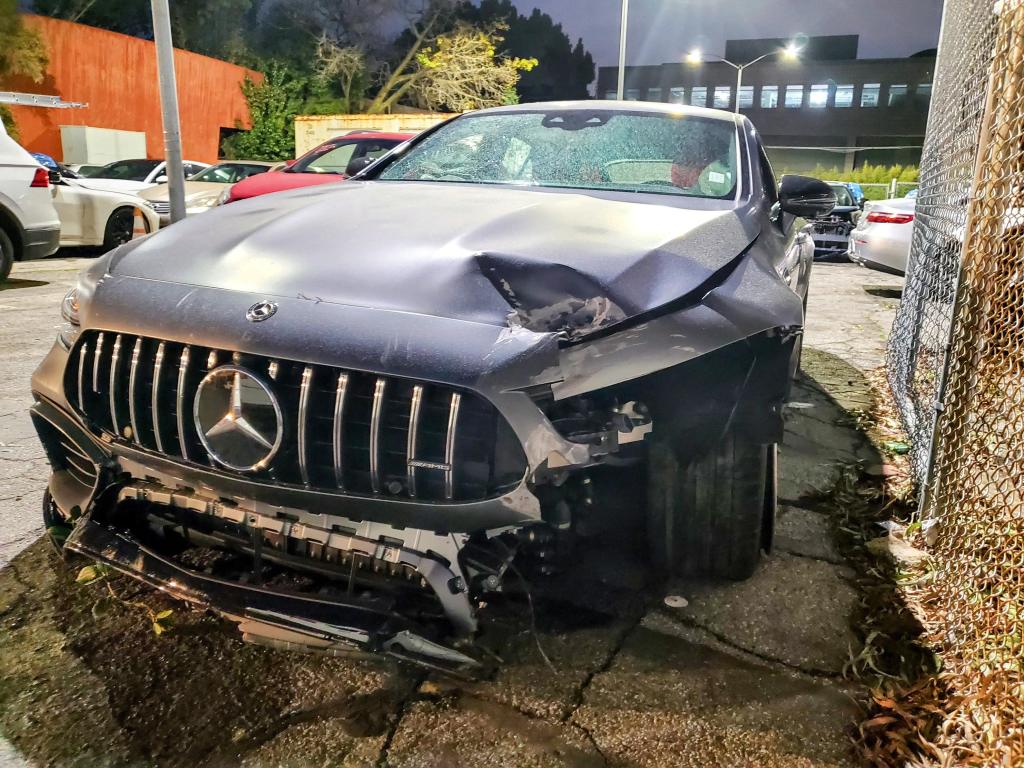 Davidson's badly damaged Mercedes after the crash.