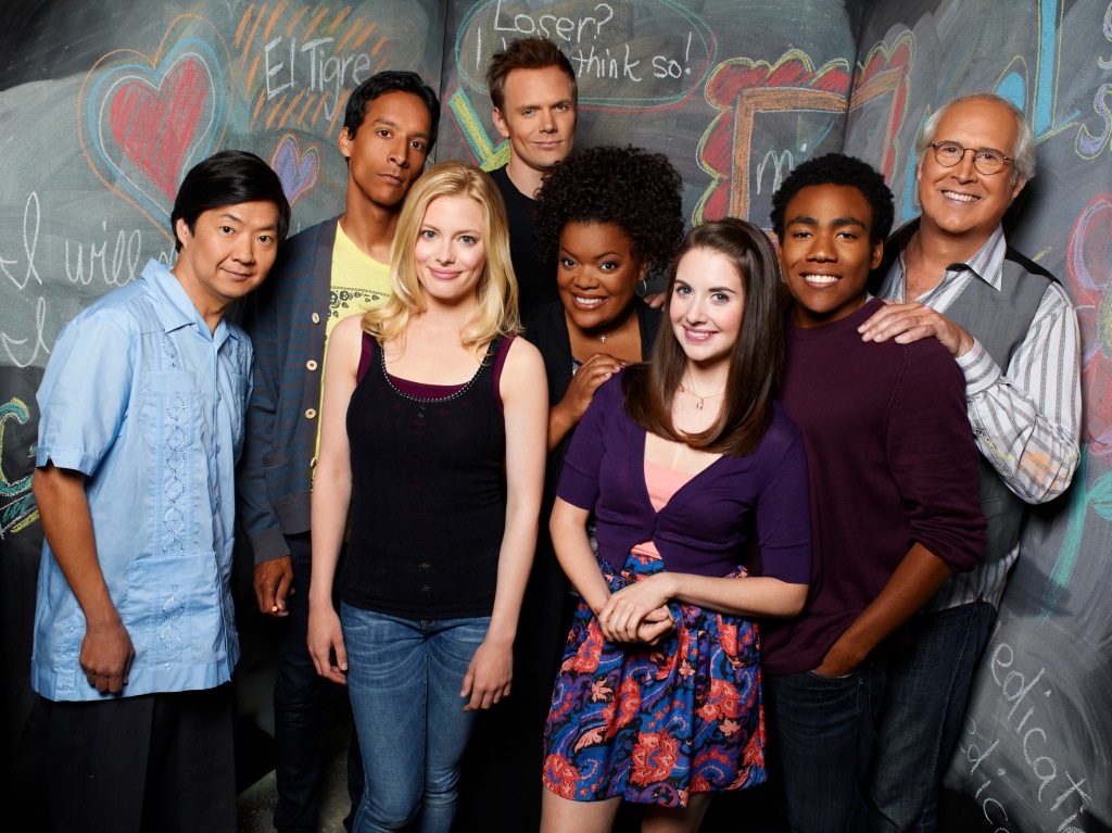 Chase quit the sitcom in 2012 after four seasons. He allegedly used the n-word on set that same year. He and Glover are pictured together at far right. 