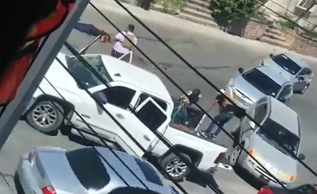 A video still of the kidnapping.
