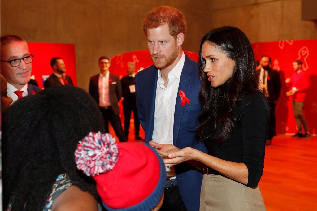 Prince Harry and Meghan Markle visit the Terrence Higgins Trust World AIDS Day charity fair at Nottingham Contemporary on Dec. 1, 2017, in Nottingham, England.  