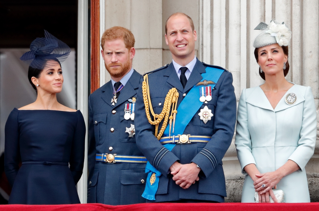 Meghan, Harry, William and Catherine on the balcony of Buckingham Palace in 2018.
