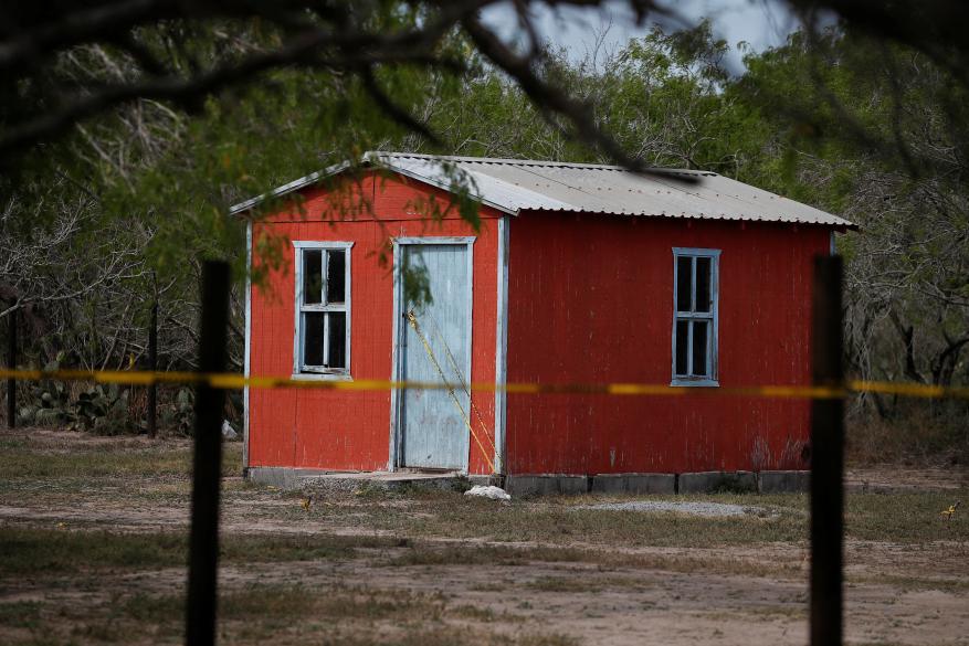 A general view of a storage shed at the scene where authorities found the bodies of two of four Americans kidnapped by gunmen.