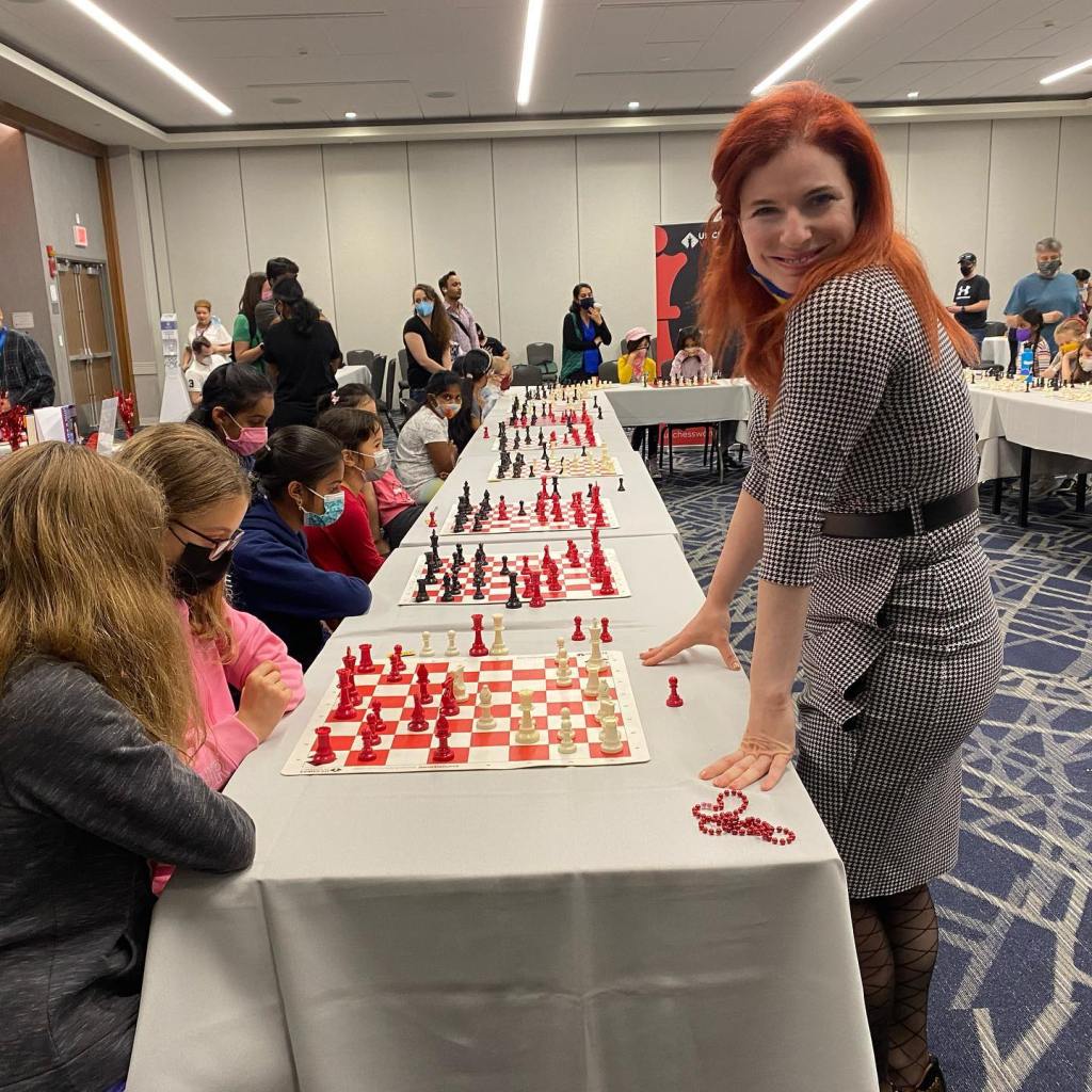 Jennifer Shahade at a girl's chess tounrament